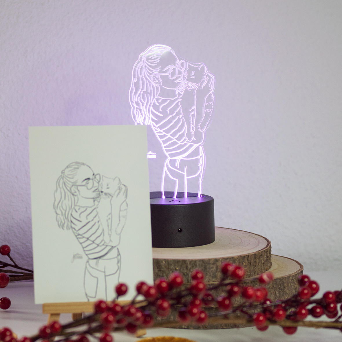 Lámpara ilustrada LED personalizada + mando a distancia