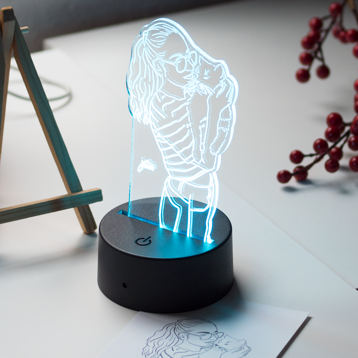 Lámpara ilustrada LED personalizada + mando a distancia